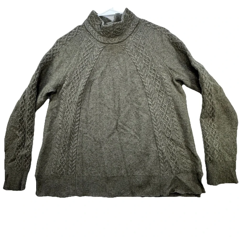 Aventura Sweater Womens Medium / Large Merino Wool Blend Cable Knit Mock Neck - Picture 1 of 13